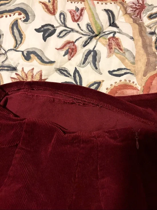 Altar'd State Burgundy Velvet Button-Front Mini Skirt - Picture 5 of 5